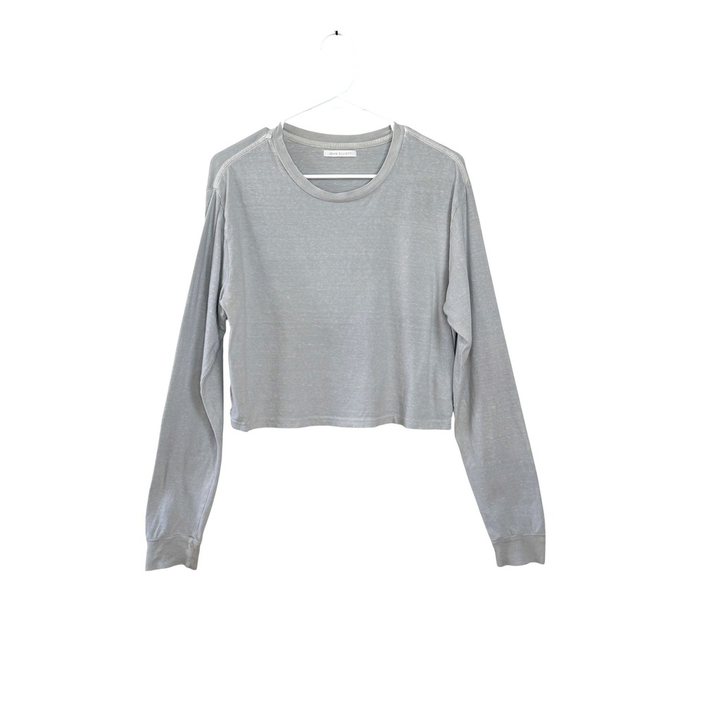 John Elliott Cropped Tee Women M Heather Gray Casual Long Sleeve Cotton Designer